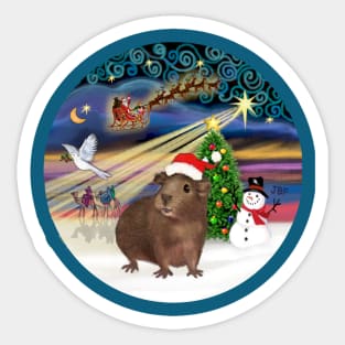 "Christmas Magic" with a Cute Brown Guinea Pig Sticker